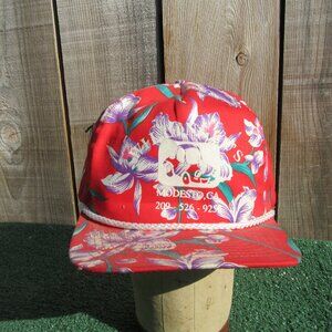 Vintage Hawaiian Print Modesto Gas Station Baseball Hat Trucker Cap Snapback